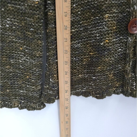 Y2k 90s BCBGMAXAZRIA Knit Cardigan Green Button Front Goblincore Lettuce Trim - Picture 15 of 16